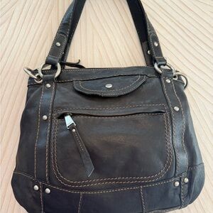 Fossil vintage Black Leather Satchel long live vintage collection